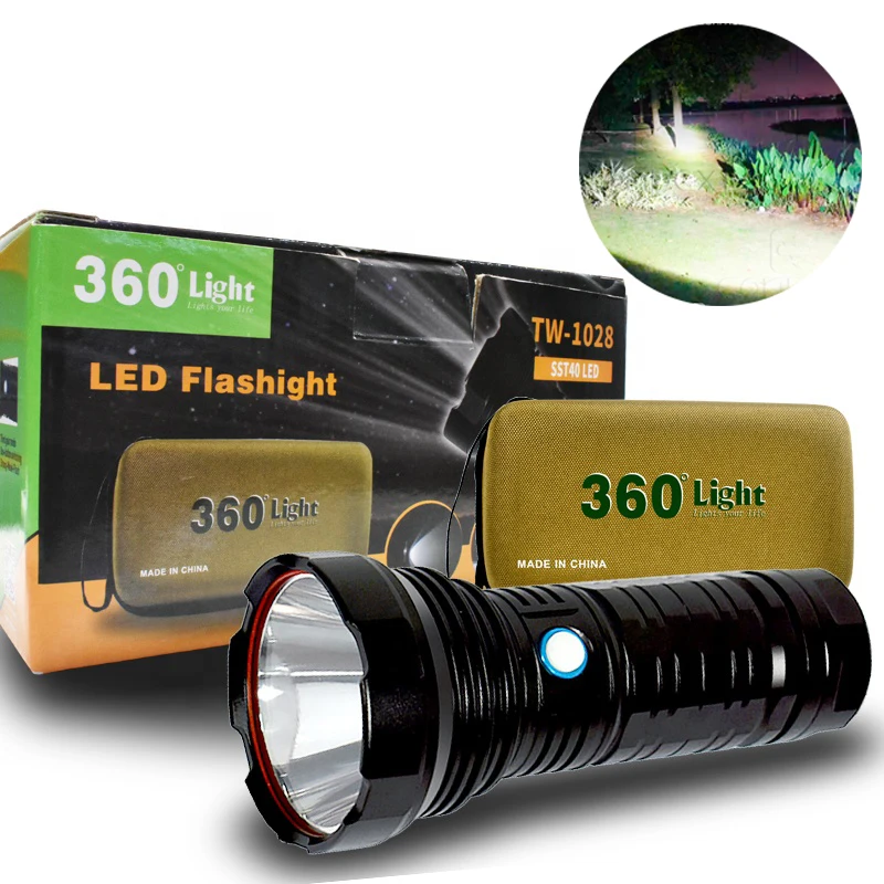 360Light super bright 3000m led torch tactical zoom rechargeable magnet outdoor 1800 lumen waterproof torch light flashlight