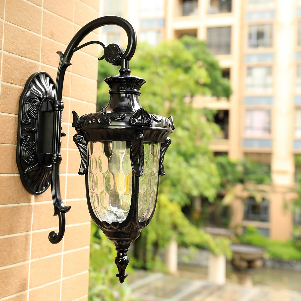 aluminum shell Waterproof Outdoor glass european antique classic vintage style Led Main Gate garden wall Light lamp