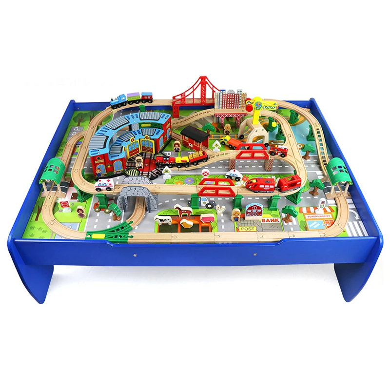 Wooden large size electric track toy self-driving train toy