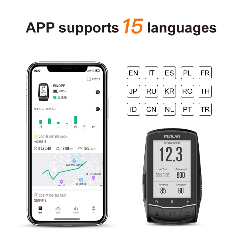 Factory Meilan supply cycling navigation road mountain bike accessories digital smart gps stopwatch Bicycle Computer Finder