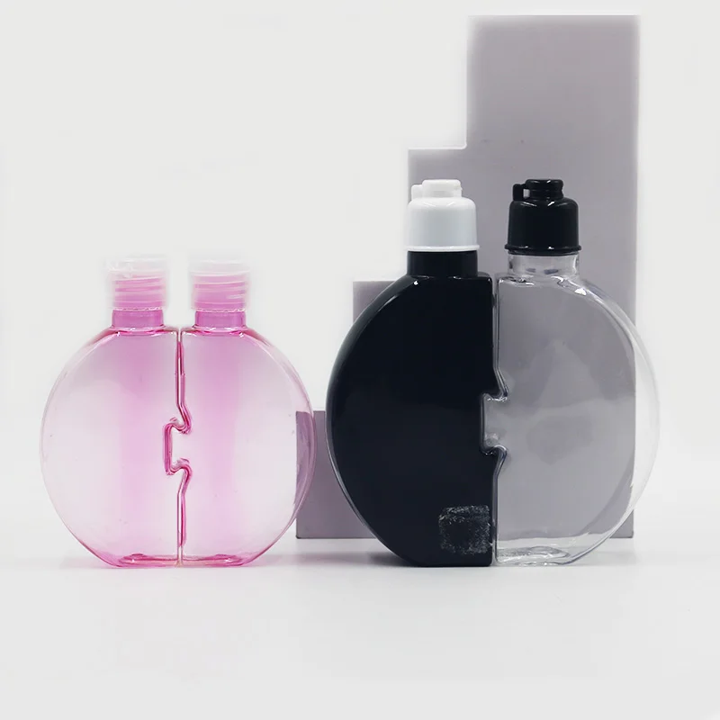 empty 80ml*2  two in one 160ml*2 plastic PET twin bottle for shampoo wash lotion travel use