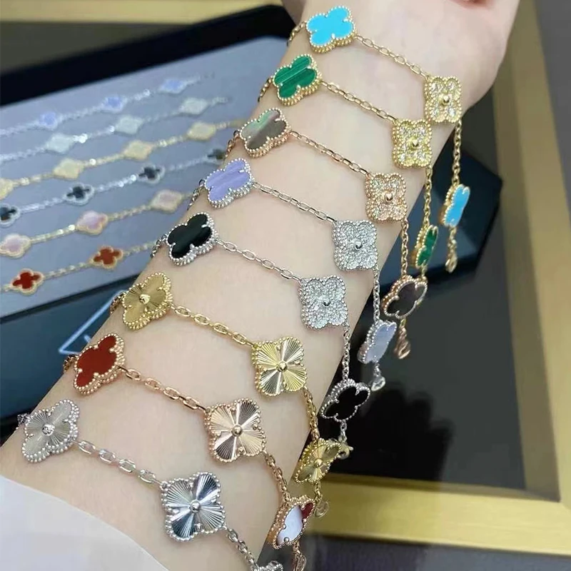 XL Модный классический браслет с натуральным перламутровым золотом клевера 18 карат, высококачественные женские ювелирные изделия, подарок от фабрики, оптовая продажа