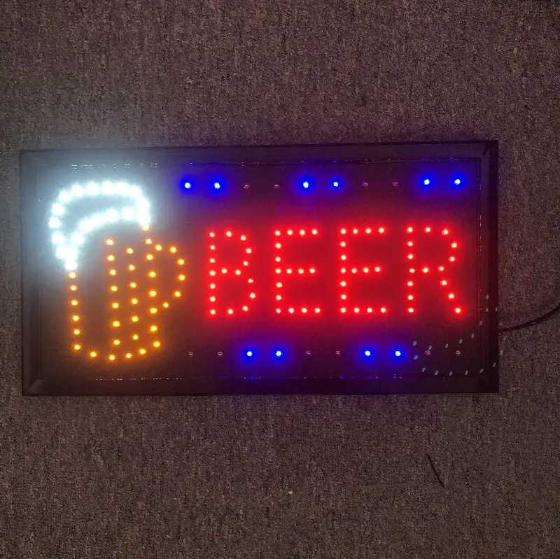 Beer Happy Hour LED Open Sign for Business - 19x 10 inch (Large Size) Open Sign - Neon Open Sign