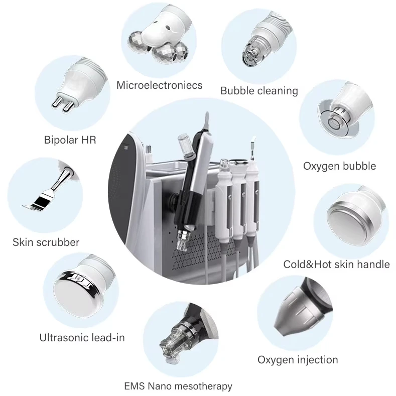 NV-WB09 NewFace Hydra Machine 9 In 1 H2o2 Oxygenation Glow Skin Care Aqua Peel Microdermabrasion Beauty Facial Equipment