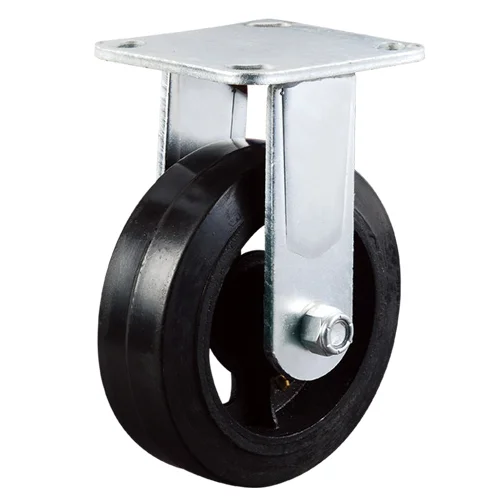 Factory 6 inch Heavy Duty Industry Rubber Roller Wheel Rigid Plate Trolley Caster