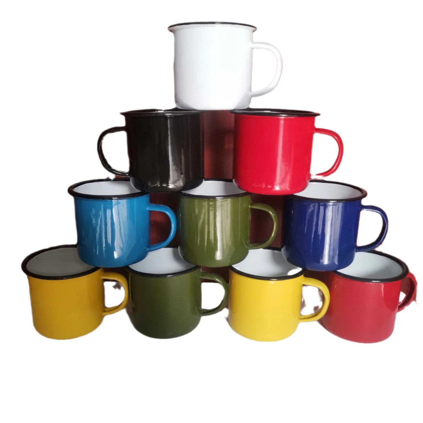 Пользовательский Логотип 7 унций/12 унций/16 унций/24 унции/40 унций многоразовые желтые белые красные кружки для кемпинга кружка сублимационная эмалированная кофейная