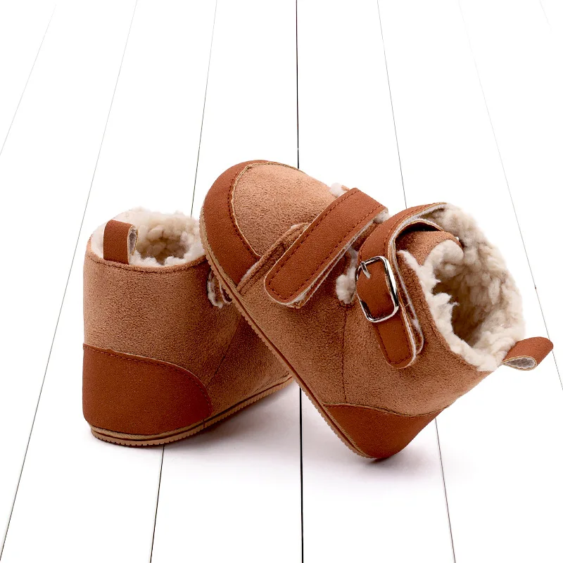 Hot sale suede leather plush winter baby toddler boots boys girls baby walking shoes