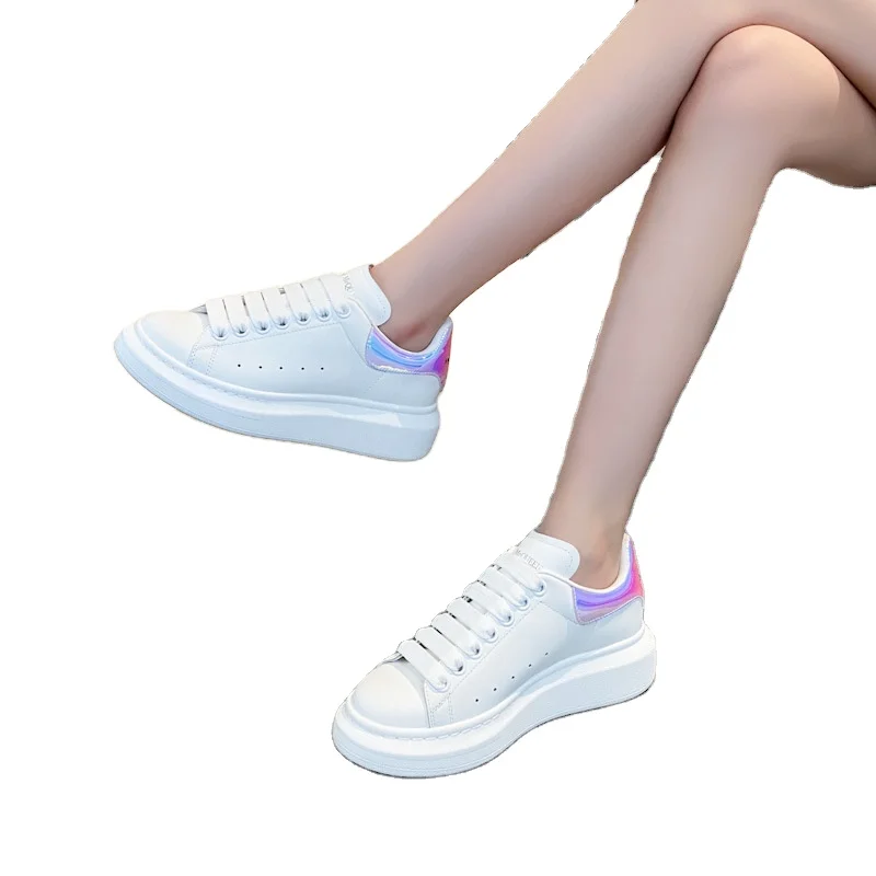 Genuine Leather Breathable Sneakers thick sole to increase outdoor Casual Shoes white unisex Luxury wallabees shoes