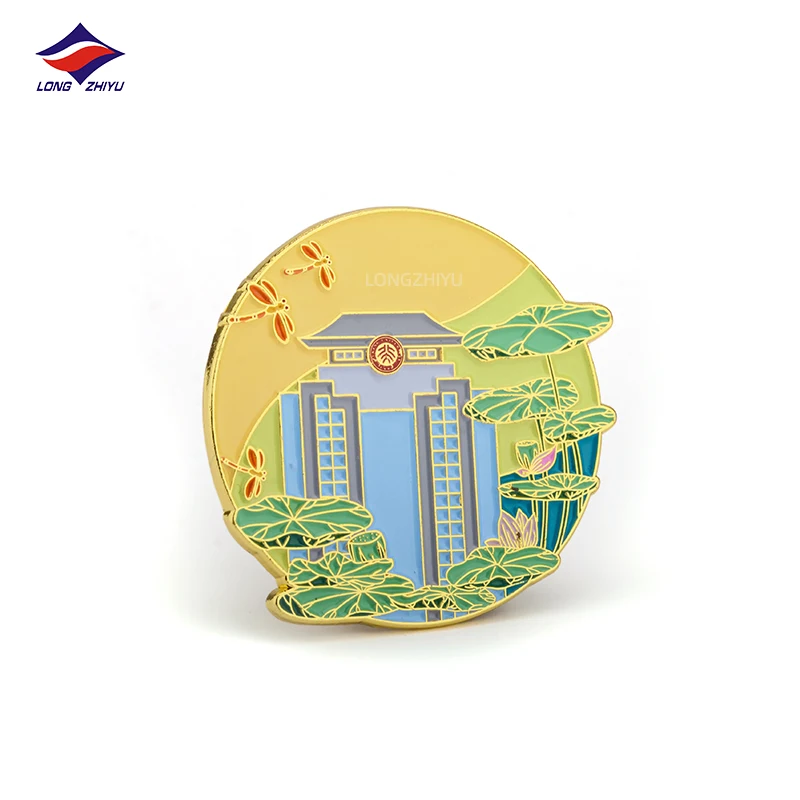 Longzhiyu 17years printed school badges producers custom school sports meet badges enamel school name basges pin