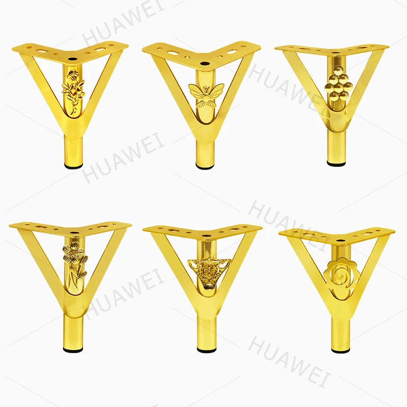 HUAWEI Wholesale Furniture Hardware Accessories Y Shape Sofa Feet Gold Cabinet Bed Leg Metal Sofa Legs