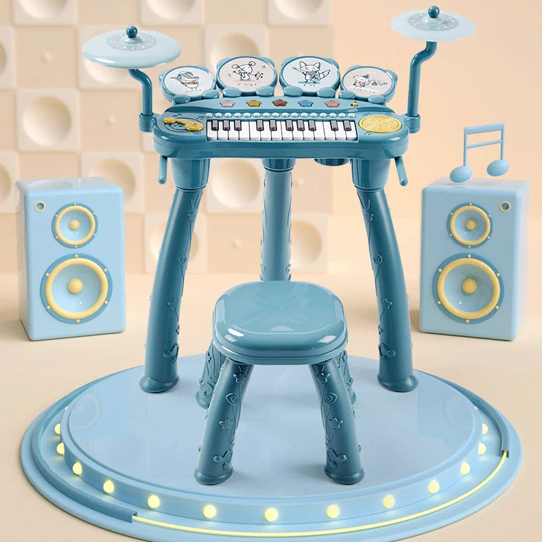 Электрическое пианино и барабан KUB с сиденьем для детей, Детский барабанный набор, игрушка, детское мини-пианино, игрушка