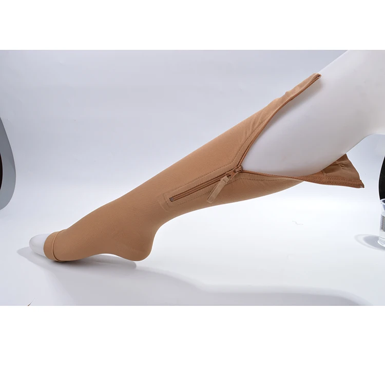20-40 mmhg Open Toe Preventing Varicose Veins Socks Knee High Compression Shaper Zipper Compression Socks