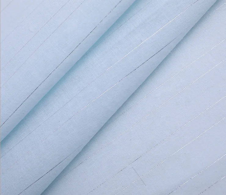 Оптовая продажа, ткань из муслина и хлопка с люрексом в полоску, окрашенная ткань для одежды