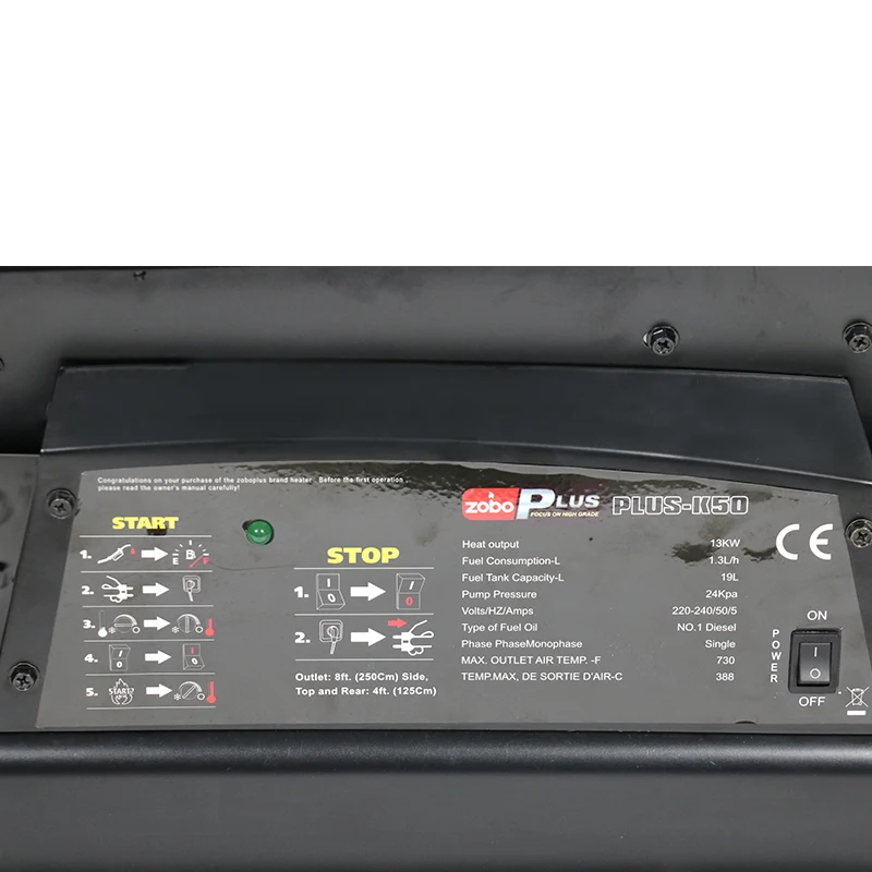 
ZOBO PLUS-K50 15KW Chicken House Diesel Kerosene Air Heater With CE 