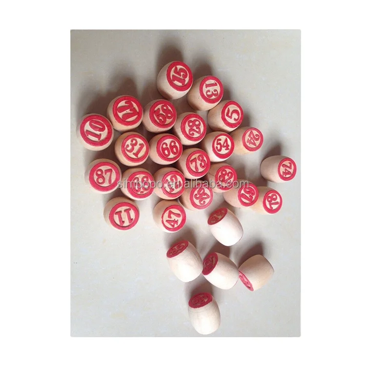 Factory Price Wood Bingo Game Chips, Paper Card Bingo Games Double Sides Wooden Digital  Educational Toy for Kid