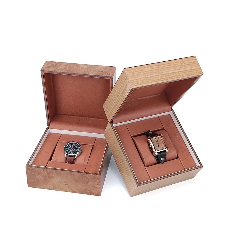 High-end luxury wholesale wooden Single watch storage box Brown Package Gift Watch Box