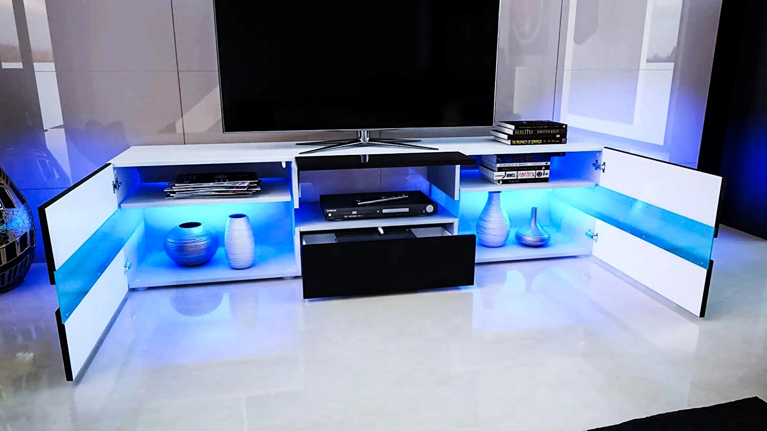 Free sample Modern style high glossy UV LED TV stand wooden living room furniture tv cabinet