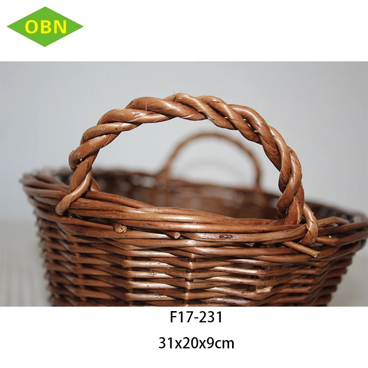 Wholesale cheap handmade handle decorative Oval wicker bakery baskets