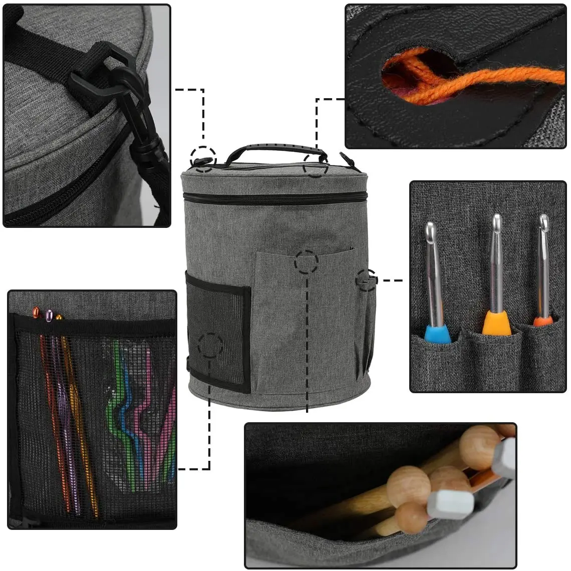 Yarn Bag Organiser on Wheels Rolling Knitting Bag with Trolley  Crochet Hooks Knitting Needles and Supplies