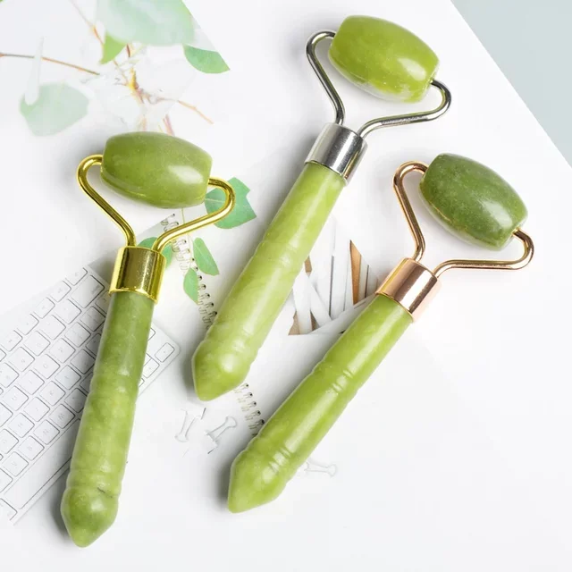 Skin care beauty equipment Single head Private Label Wholesale natural Mini Stone Green jade face roller Face massager