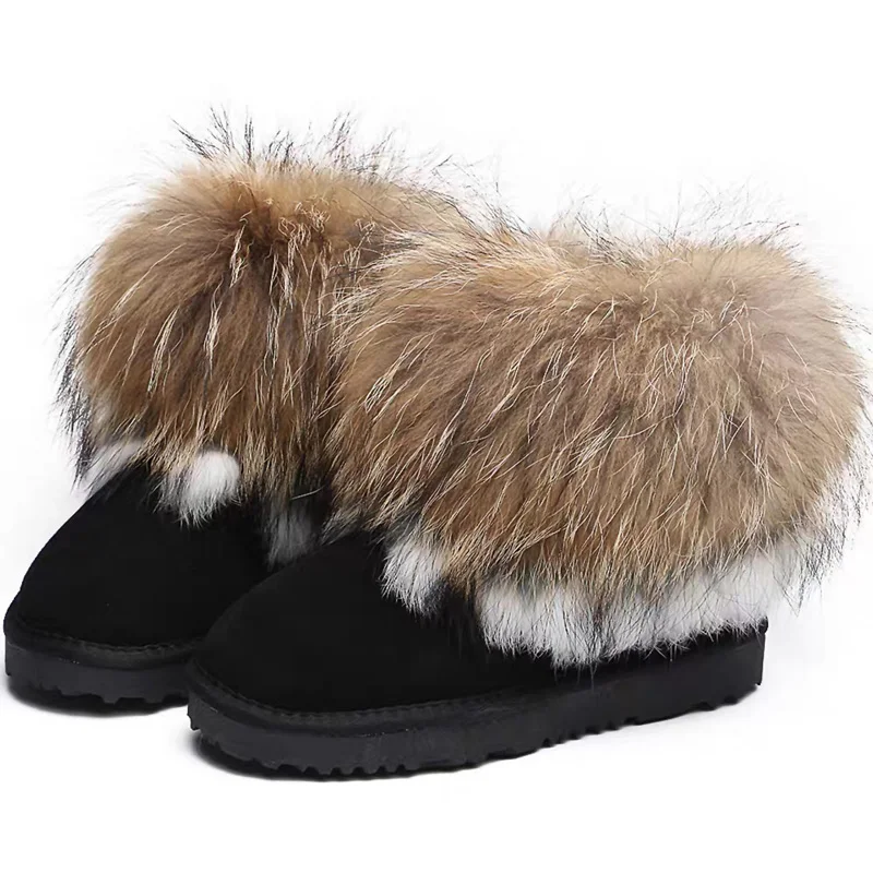 CX-SHOES-17B Hot Sale Thick and Warm Cheap Women Snow Boots with Raccoon Fur Trim