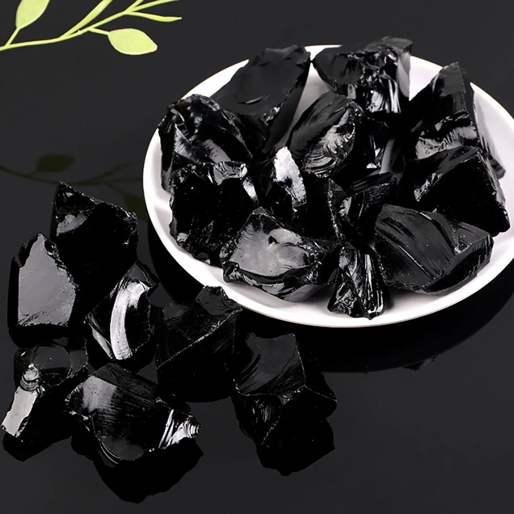 Natural black obsidian raw stone wholesale black obsidian crystal aromatherapy stone