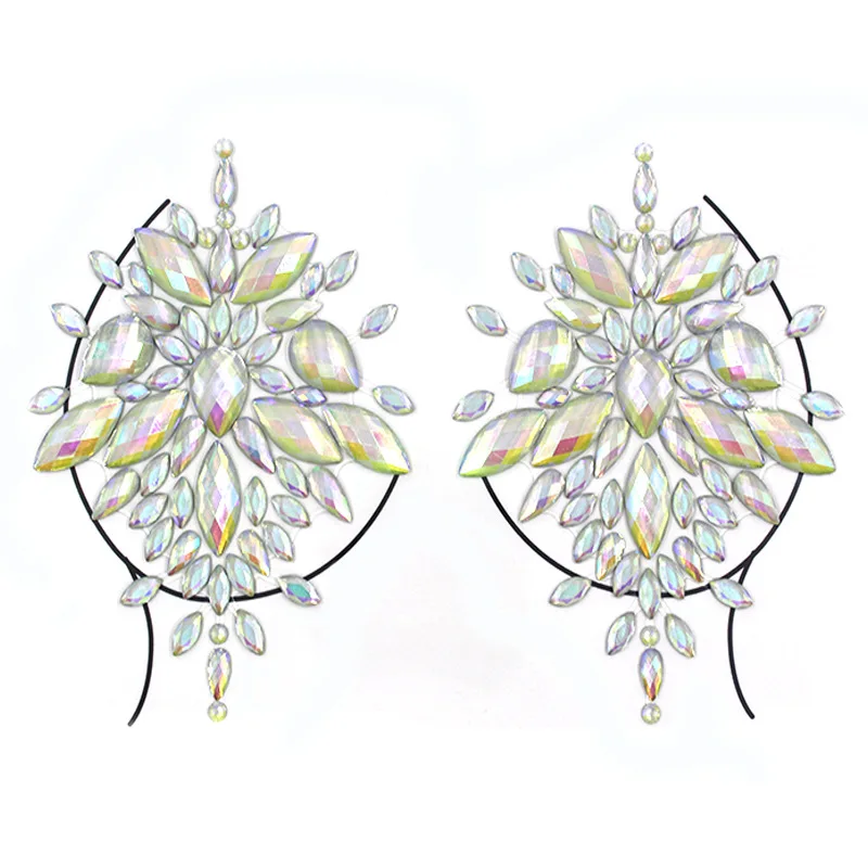 Wholesale Glitter Tattoos Stickers Acrylic Non Hotfix Crystals Face Decoration Diamond Art Body Tattoo Chest Rhinestone Stickers