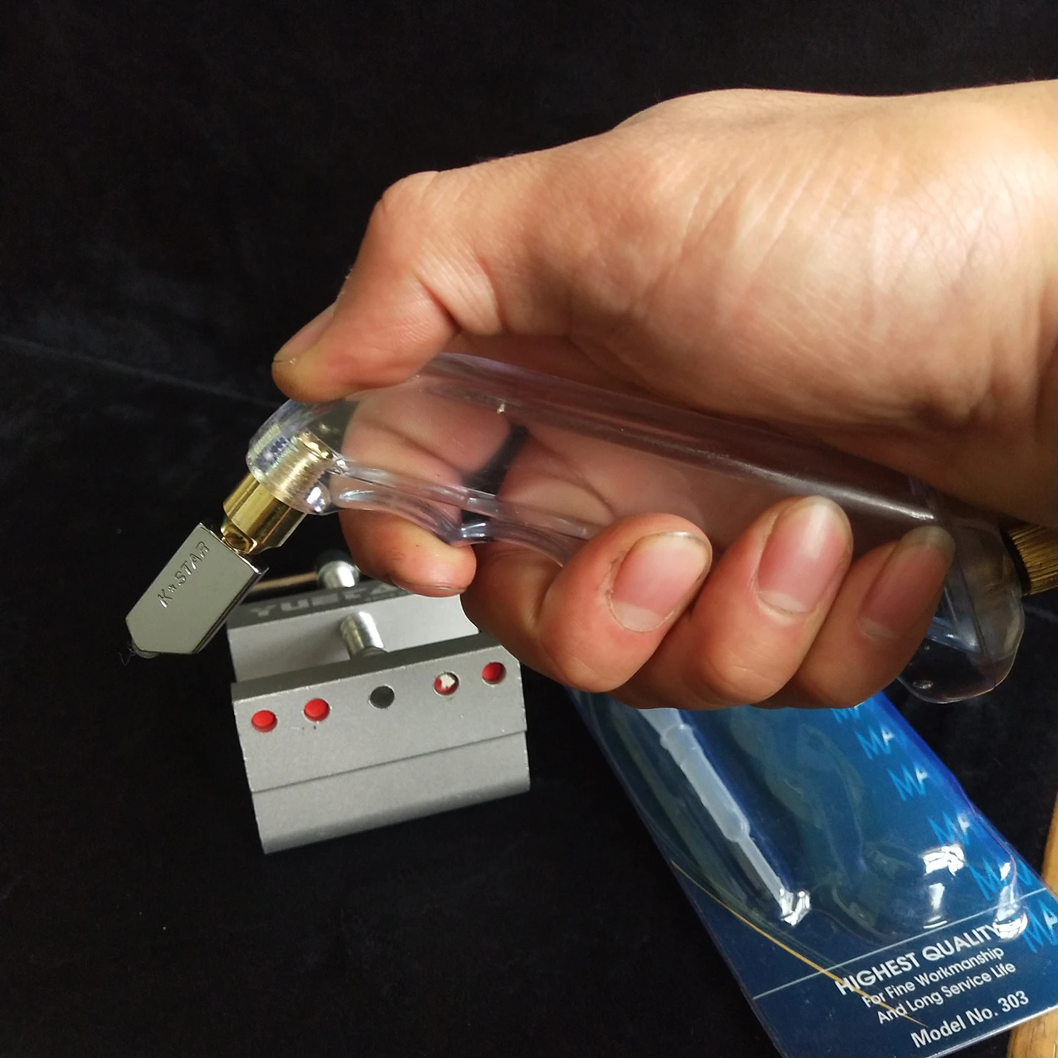 Plastic Pistol Grip Oil Supply Glass Cutter Tool Set