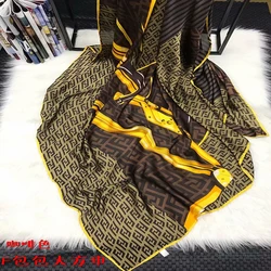 Manufacture Wholesale Custom Design Silk Scarves Ladies Silk Chiffon Hijabs Luxury Designer Brand Logo Printed Silk Scarf
