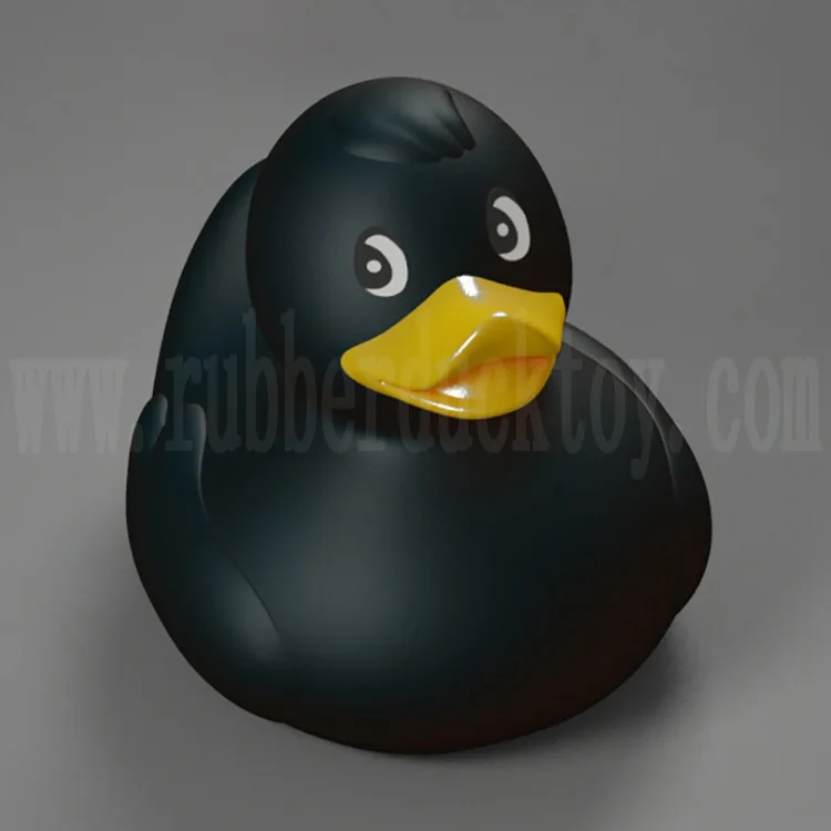 
7cm mini promotional black rubber duck with logo print , squeaky cheap black bath duck toy , floating black duck bath toy 