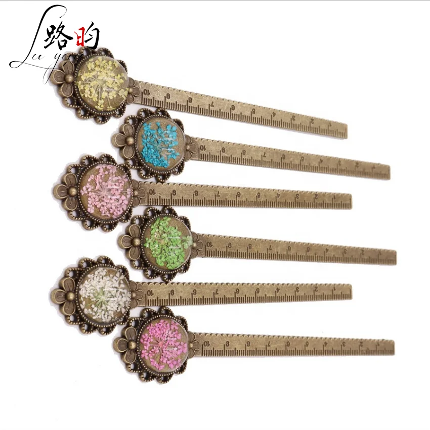 
3d засушенные цветы Luyun, линейка из сплава в стиле ретро, Закладка 