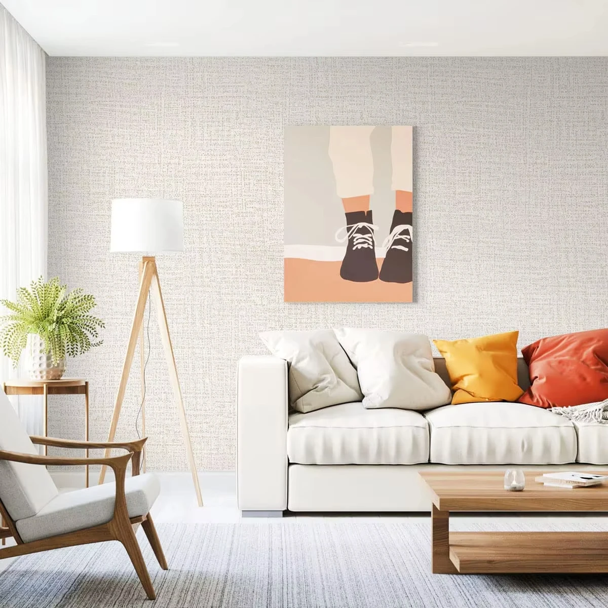OEM ODM Beige Elegant 3D Linen Texture Peel And Stick Wall Paper Decor Pvc Self Adhesive Wallpaper For Bedroom
