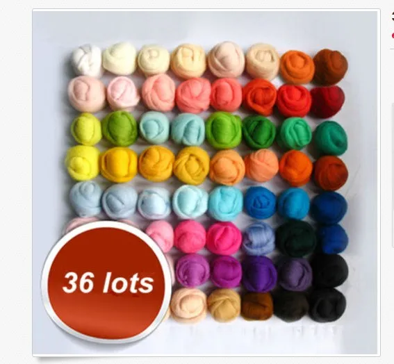 
Amazon Hot Sale 36 Colors 100% Australian Chunky Merino Wool Needle Felting Wool Fiber for DIY 