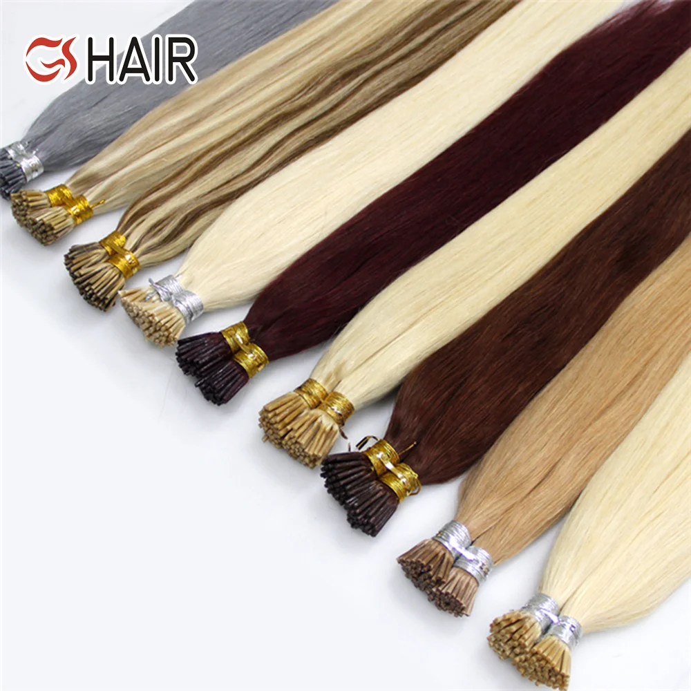 GShair 100% Human Hair I Tip Extensions Double Drawn Wholesale Italian Keratin U Tip/Flat Tip/I Tip Hair Extensions