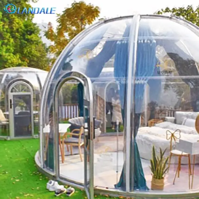 Romantic polycarbonate transparent house with bathroom Dome house mobile tent
