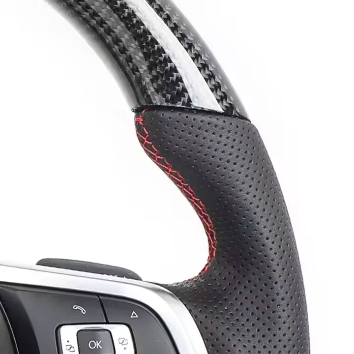 Custom Carbon fiber steering wheel with LED for vw mk6 mk7 GTI 6 GTI 7 R golf 6 golf 7style leather steering wheel