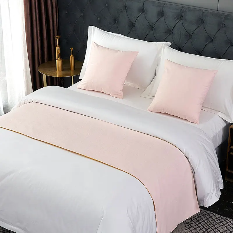 Hotel high quality bed linen 4 pieces duvet cover bed sheet 4 piece bedding set with Bed flag