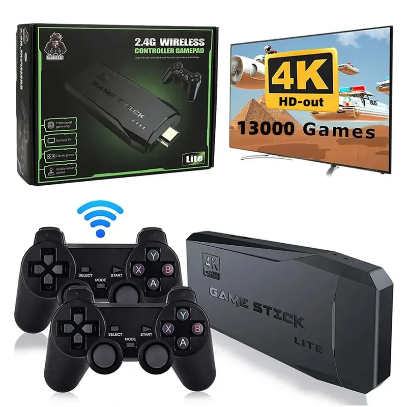 M8 Retro Arcade Video Game Stick console 4K TV ultra HD 3d lite 20000 games 64GB with 2.4G Dual Wireless Controller