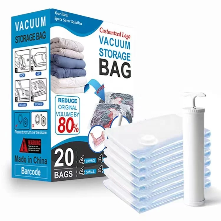 20 Pack 70*100cm Space Saver Transparent Vacuum Bags For Things With Electric Air Suction Pump