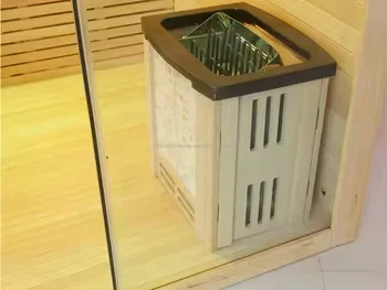 Solid wood 4-6 people indoor Double bench heating sauna rooms wet steam traditional sauna