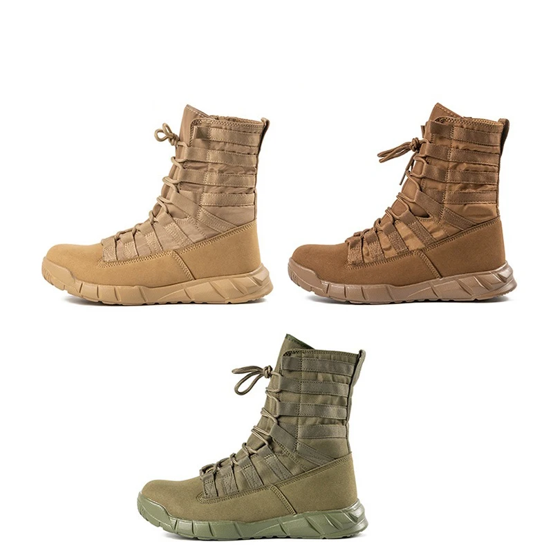 Gujia Brown Free Side Zipper Usa Desert Eva Waterproof Tactical Boot For Men Tactical Shoe