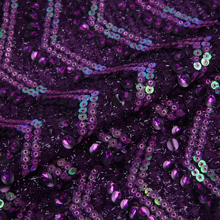New style purple sequin knit spangles embroidered chinese embroidery fabrics
