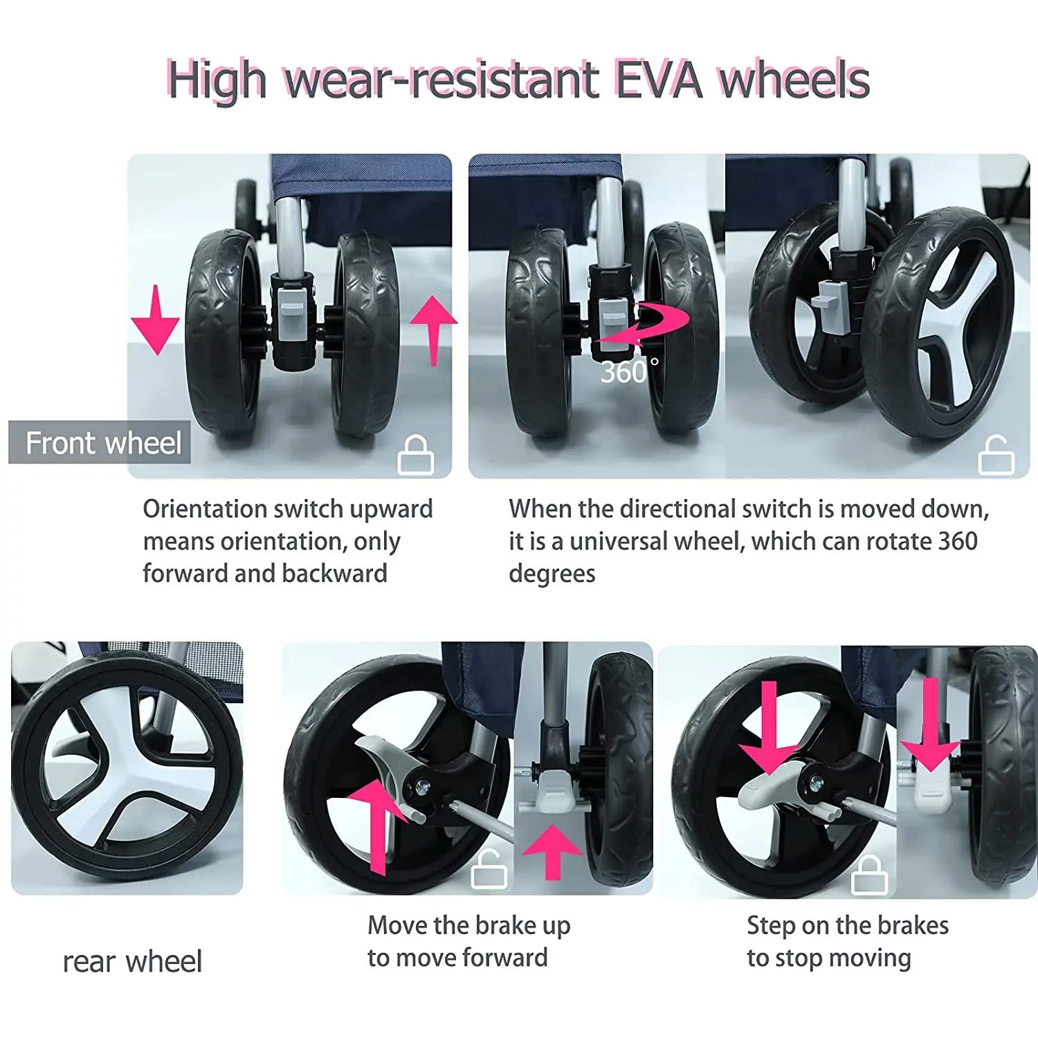 Outdoor Luxury Foldable Portable Pet Carrier 4 Wheels Trolley Travel Carriage Cat Dog Pet Stroller