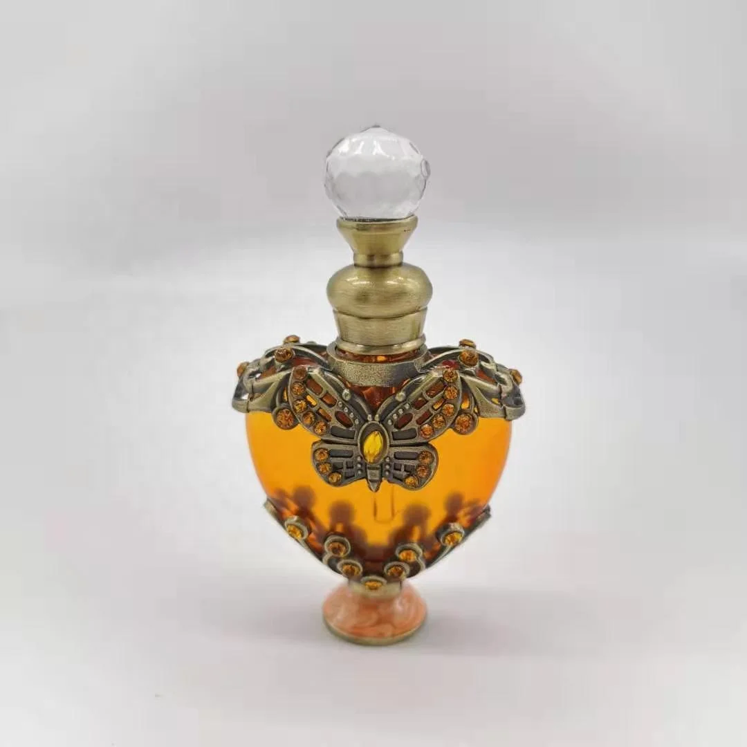 Hot Sale 3-50ml Unique Arabic Style Metal Essential Oil Attar Perfume Glass Bottles With Glass Stick