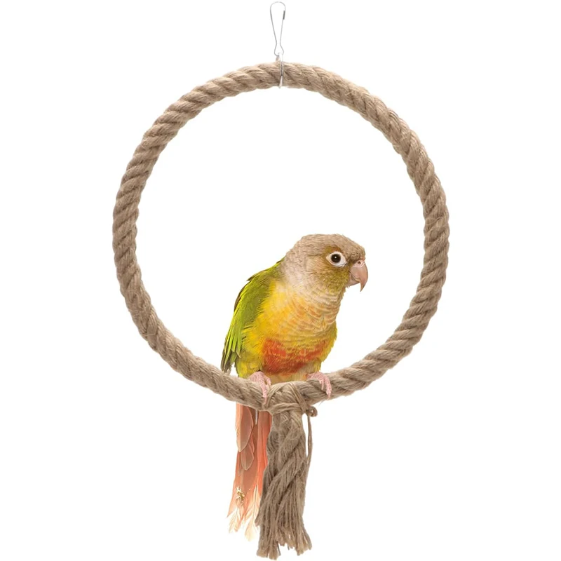 Pet Swing Toy Parrot Cotton Rope Toy Standing Bar Pet Bird Chewing Climbing Ring Toy for Cage