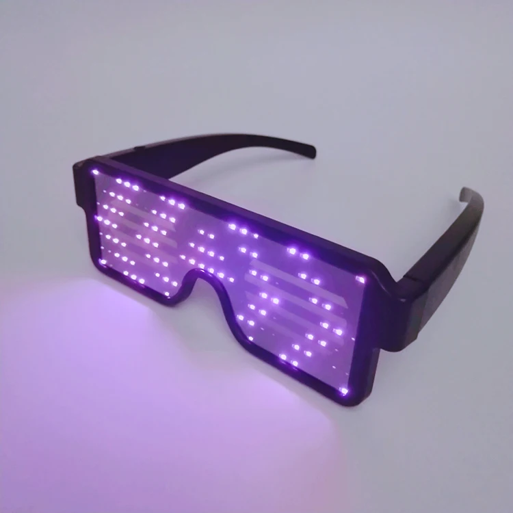 New Product Custom Logo color  Programmable LED Luminous Animation Rechargeable USB message led Glasses For Party