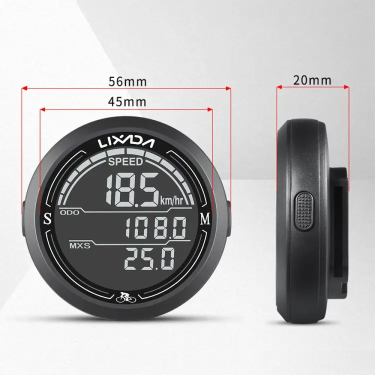 Wired Bike Speedometer Waterproof Round Shaped Bike Computer Backlight Screen Cycle Odometer