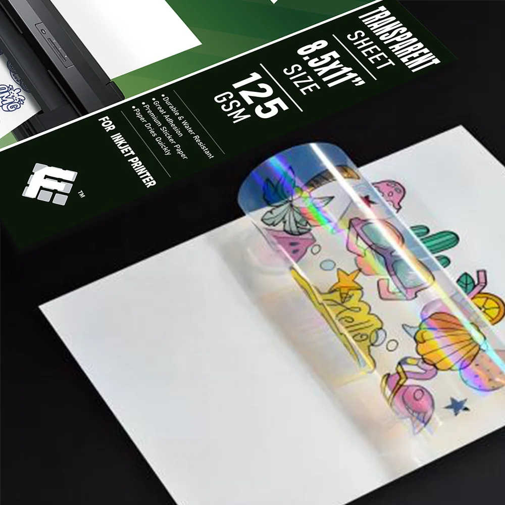 Hot Sale Fanyi Glossy Photo Papers Custom Clear Transparent Star Sheet Inkjet Holographic Sticker Paper