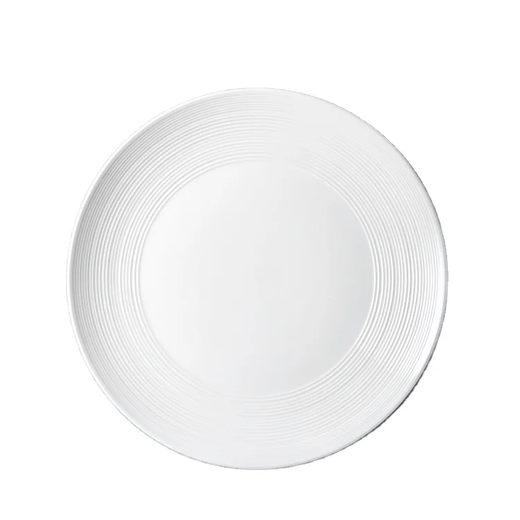 Chaoda 7-12 Inch Ceramics Tableware Heat Resistant Restaurant Line Porcelain Round Dinner Plates White Buffet Plate with logo