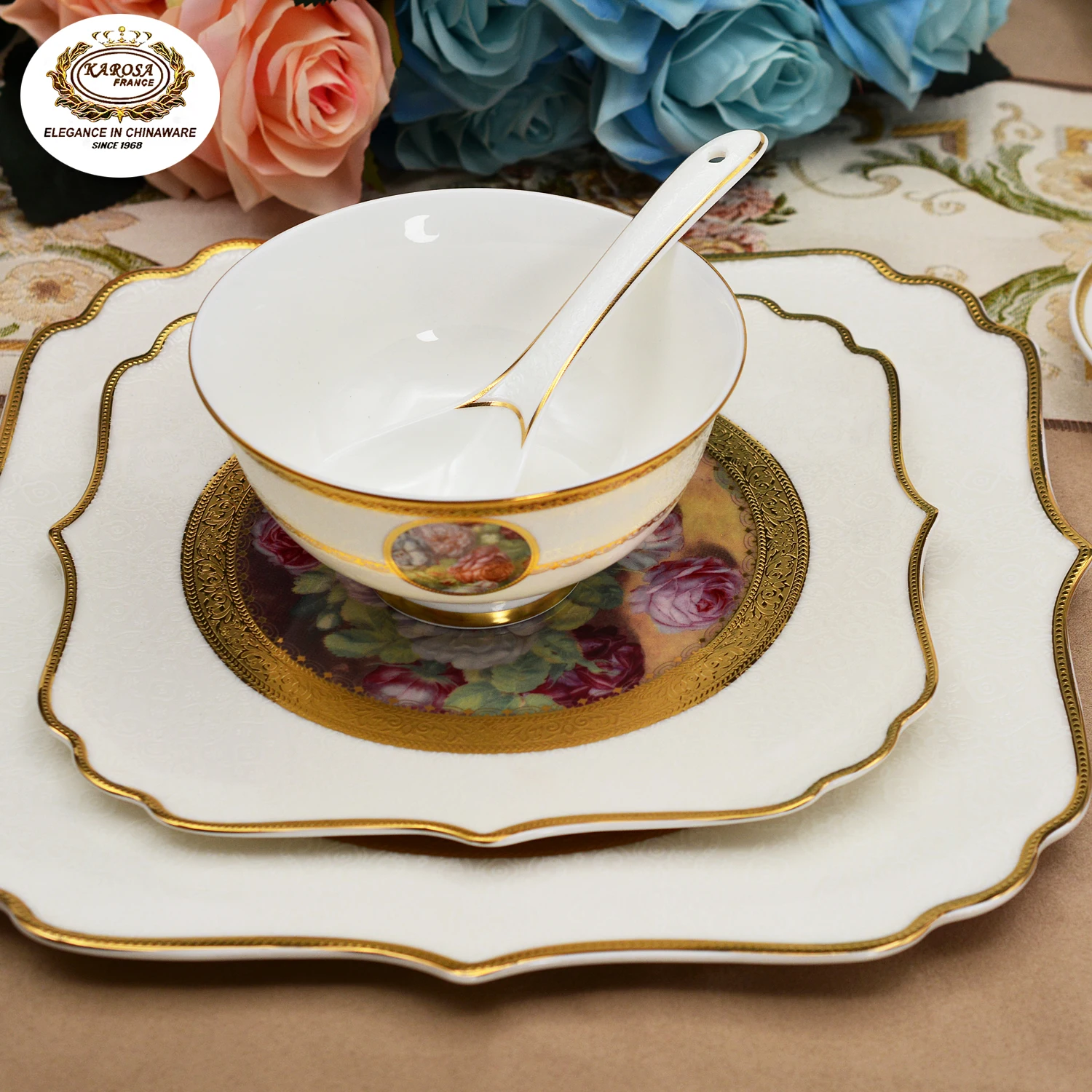 New pattern pure gold porcelain classic tableware plates irregular shape